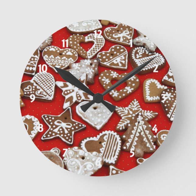 Christmas Gingerbread Cookies Round Clock (Front)