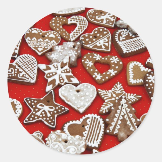 Christmas Gingerbread Cookies Round Sticker (Front)