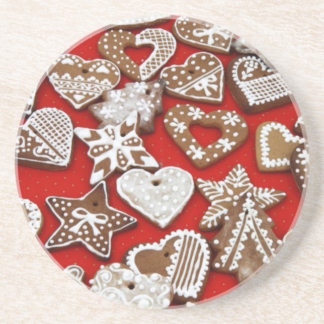 Christmas Gingerbread Cookies Sandstone Coaster (Front)