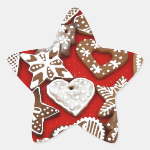 Christmas Gingerbread Cookies Star Sticker
