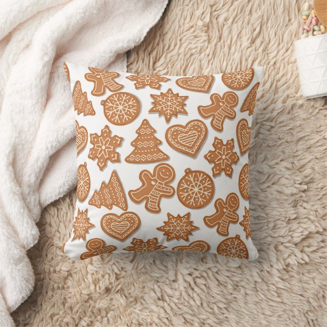 Christmas Gingerbread Cookies  Throw Pillow (Blanket)