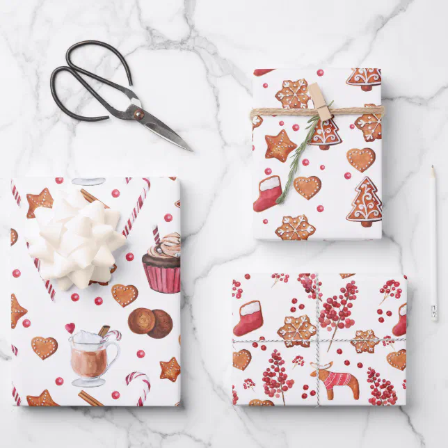 Christmas Gingerbread Cookies & Treats Wrapping Paper Sheets | Zazzle