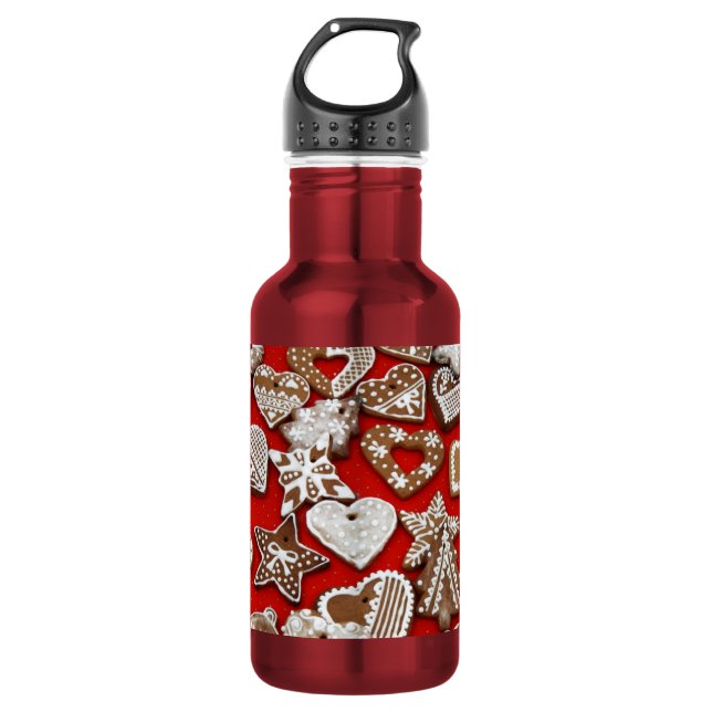 Christmas Gingerbread Cookies Water Bottle (Front)