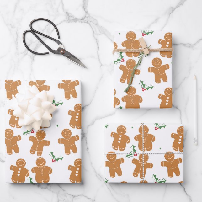 Christmas Gingerbread cookies  Wrapping Paper Sheets (Front)
