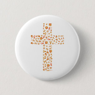 Christmas Gingerbread Cross Button