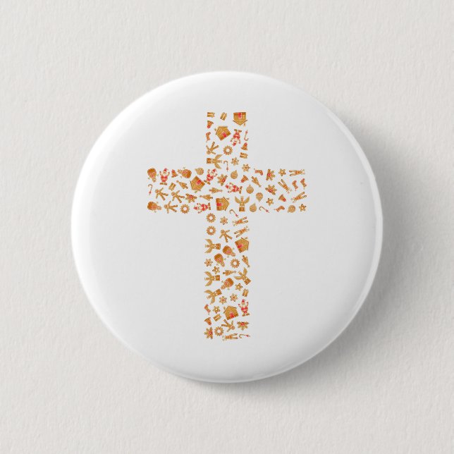 Christmas Gingerbread Cross Button (Front)