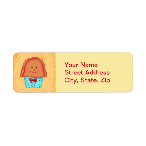 Christmas Gingerbread Cupcake Gold Custom Address Label