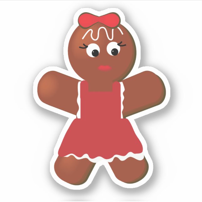 Christmas Gingerbread Cute Girl Cookie Vinyl Sticker (Front)