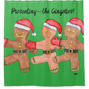 Christmas Gingerbread Dancers Shower Curtain