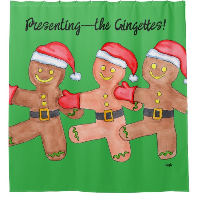 Christmas Gingerbread Dancers Shower Curtain (Front)
