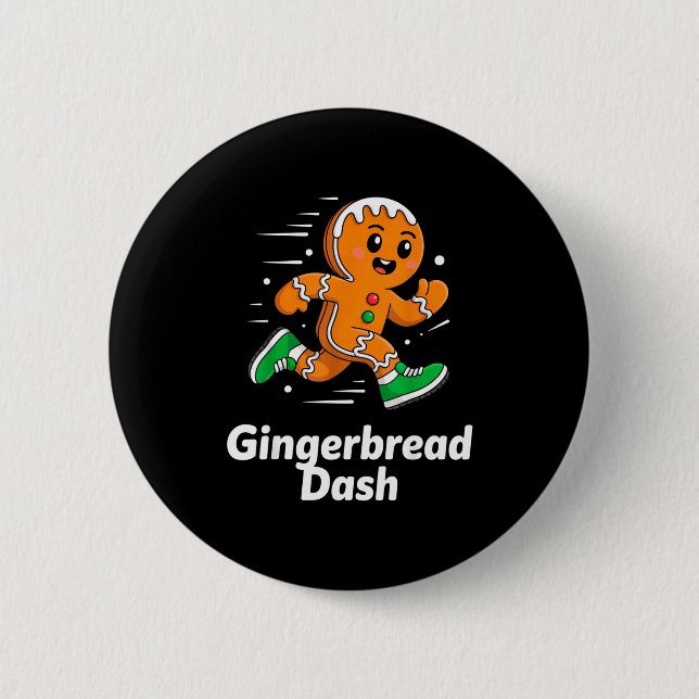 Christmas Gingerbread Dash Running Runner Xmas Mar Button (Front)
