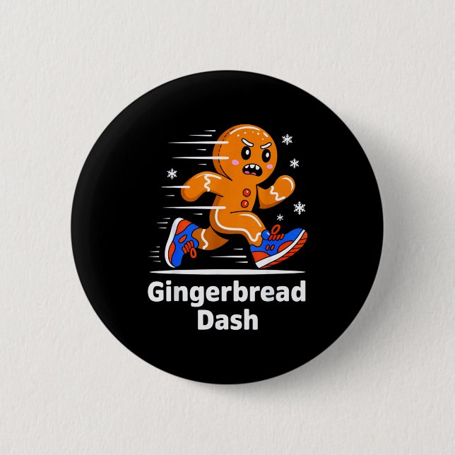 Christmas Gingerbread Dash Running Runner Xmas Mar Button (Front)