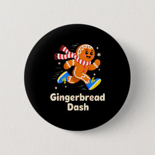 Christmas Gingerbread Dash Running Runner Xmas Mar Button