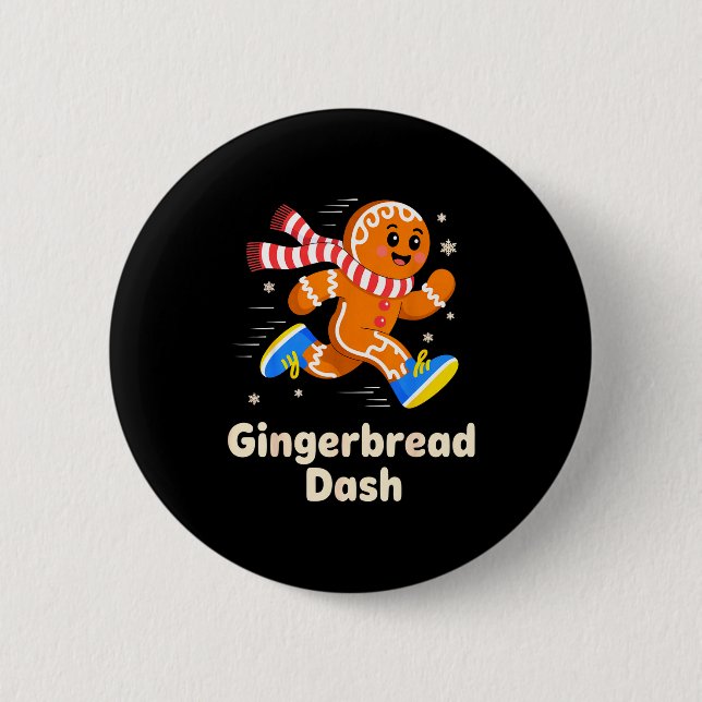 Christmas Gingerbread Dash Running Runner Xmas Mar Button (Front)