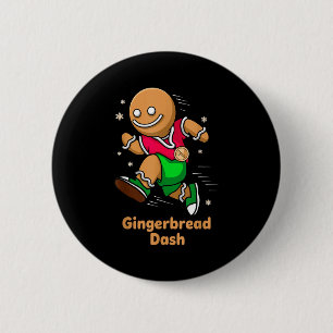 Christmas Gingerbread Dash Running Runner Xmas Mar Button