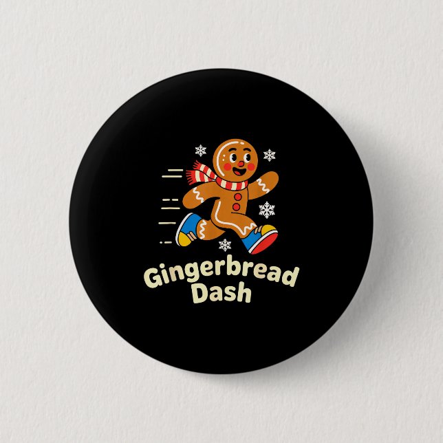 Christmas Gingerbread Dash Running Runner Xmas Mar Button (Front)