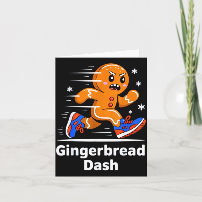 Christmas Gingerbread Dash Running Runner Xmas Mar Card (Front)