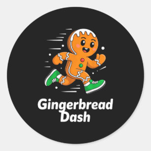Christmas Gingerbread Dash Running Runner Xmas Mar Classic Round Sticker