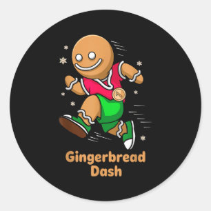Christmas Gingerbread Dash Running Runner Xmas Mar Classic Round Sticker