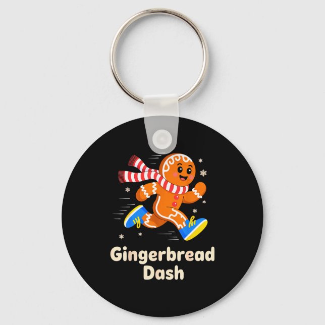 Christmas Gingerbread Dash Running Runner Xmas Mar Keychain (Front)