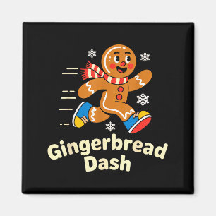 Christmas Gingerbread Dash Running Runner Xmas Mar Magnet
