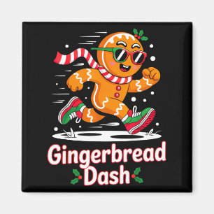 Christmas Gingerbread Dash Running Runner Xmas Mar Magnet