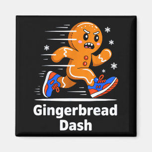 Christmas Gingerbread Dash Running Runner Xmas Mar Magnet