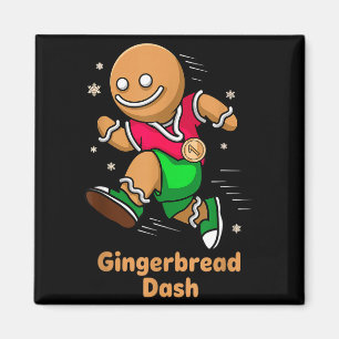 Christmas Gingerbread Dash Running Runner Xmas Mar Magnet