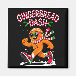 Christmas Gingerbread Dash Running Runner Xmas Mar Magnet