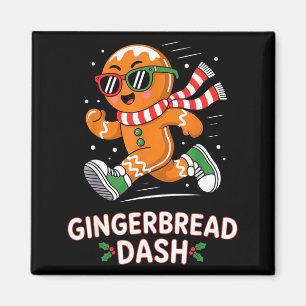 Christmas Gingerbread Dash Running Runner Xmas Mar Magnet