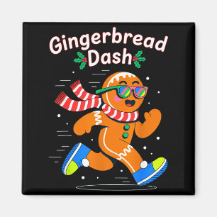 Christmas Gingerbread Dash Running Runner Xmas Mar Magnet