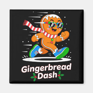 Christmas Gingerbread Dash Running Runner Xmas Mar Magnet