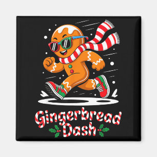 Christmas Gingerbread Dash Running Runner Xmas Mar Magnet