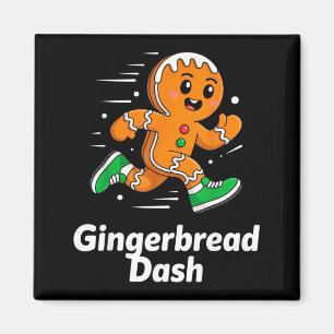 Christmas Gingerbread Dash Running Runner Xmas Mar Magnet