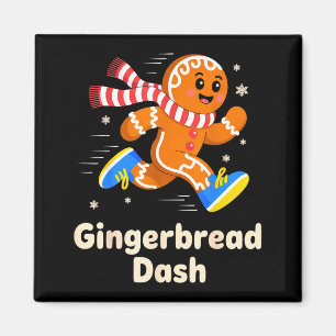 Christmas Gingerbread Dash Running Runner Xmas Mar Magnet