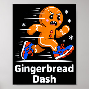 Christmas Gingerbread Dash Running Runner Xmas Mar Poster