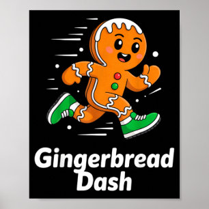 Christmas Gingerbread Dash Running Runner Xmas Mar Poster