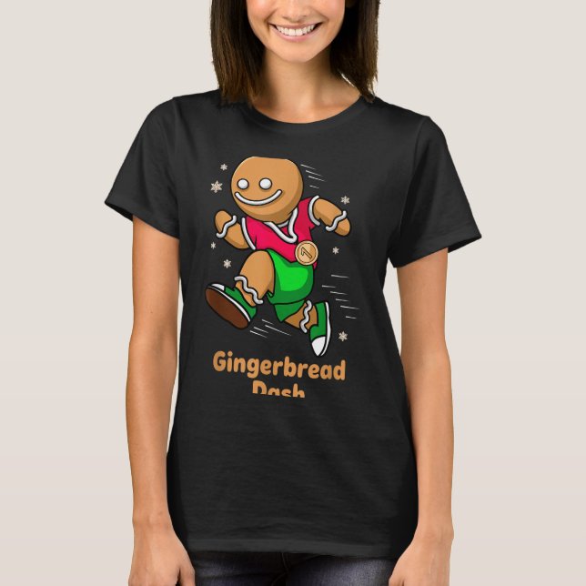 Christmas Gingerbread Dash Running Runner Xmas Mar T-Shirt (Front)