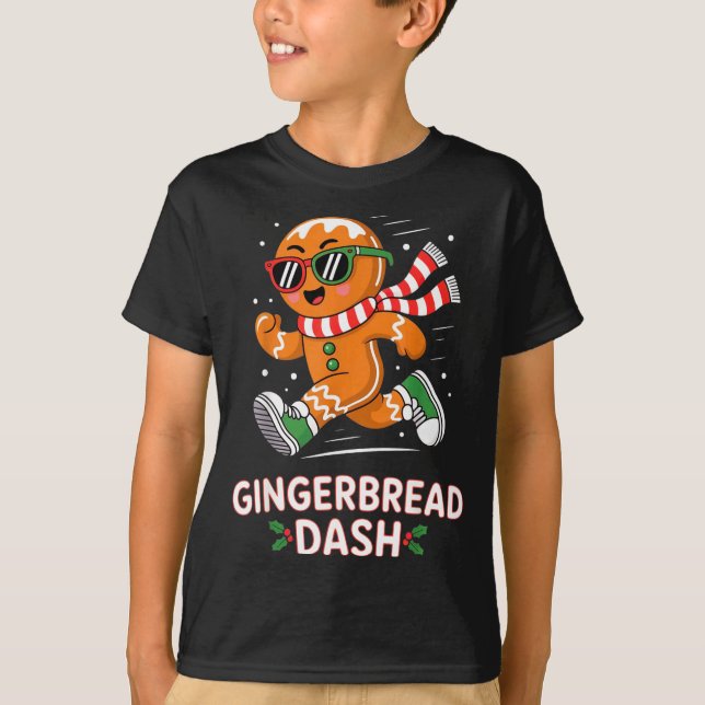 Christmas Gingerbread Dash Running Runner Xmas Mar T-Shirt (Front)