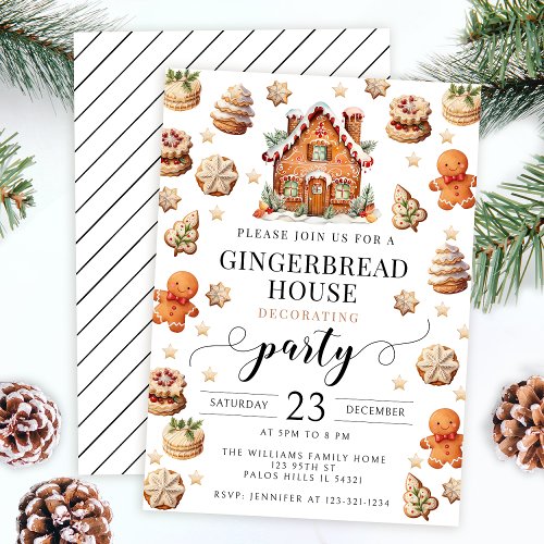 Christmas gingerbread decorating party invitation