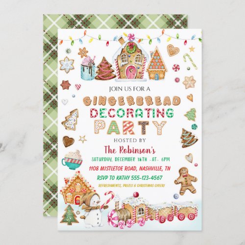 Christmas Gingerbread Decorating Party Invitation
