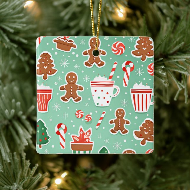 Christmas Gingerbread design Ceramic Ornament (Tree)