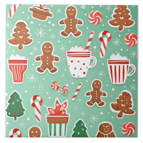 Christmas Gingerbread design Ceramic Tile