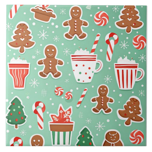 Christmas Gingerbread design Ceramic Tile (Front)