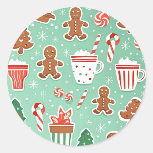 Christmas Gingerbread design Classic Round Sticker