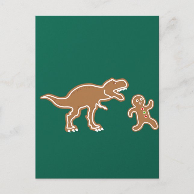 Christmas Gingerbread Dinosaur Cookie Hunt Postcard (Front)