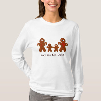 Christmas Gingerbread Family of Four Ladies LS T T-Shirt