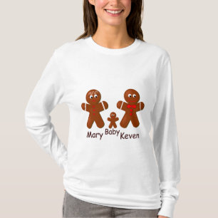 Christmas Gingerbread Family of Three Ladies LS T-Shirt