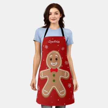 Christmas Gingerbread Funny Cute All-over Print Apron by UrHomeNeeds at Zazzle