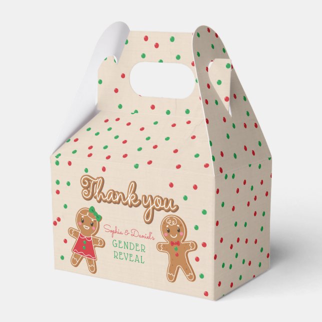 Christmas Gingerbread Gender Reveal Favor Boxes (Front Side)
